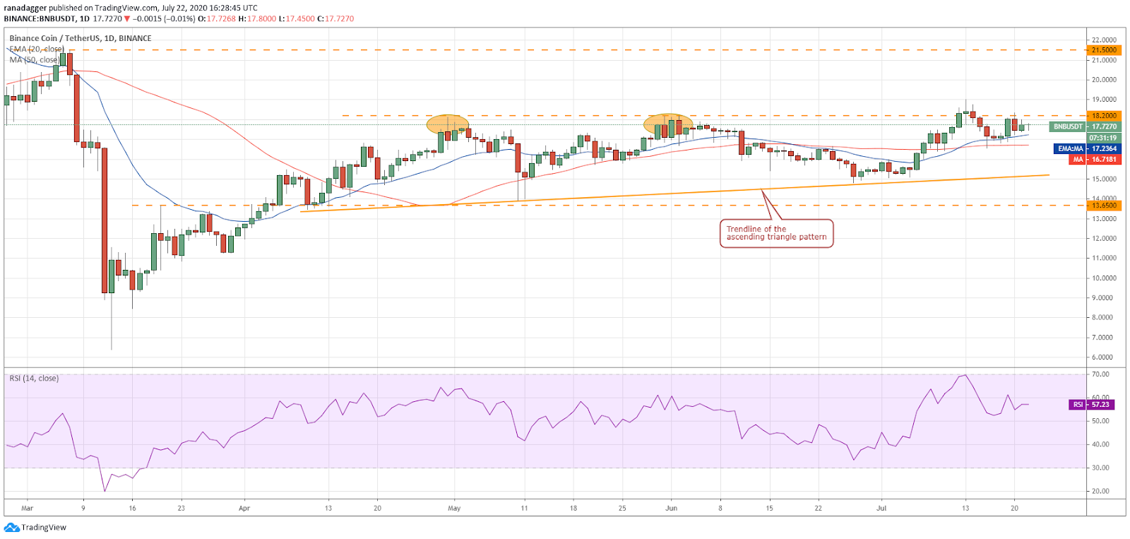 BNB/USD daily chart